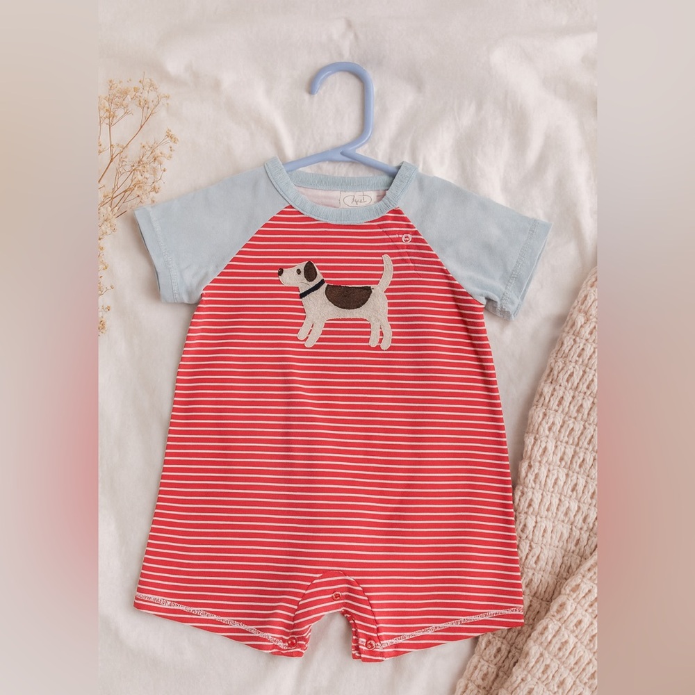 Mud Pie Red and Blue Striped Dog One Piece